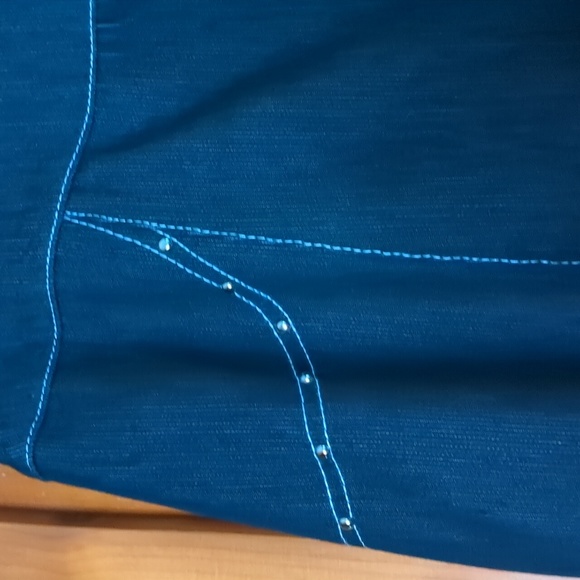 PICADILLY* 2pc jacket/top & skirt set. Short sleeve button front, rivet detail - Picture 4 of 16